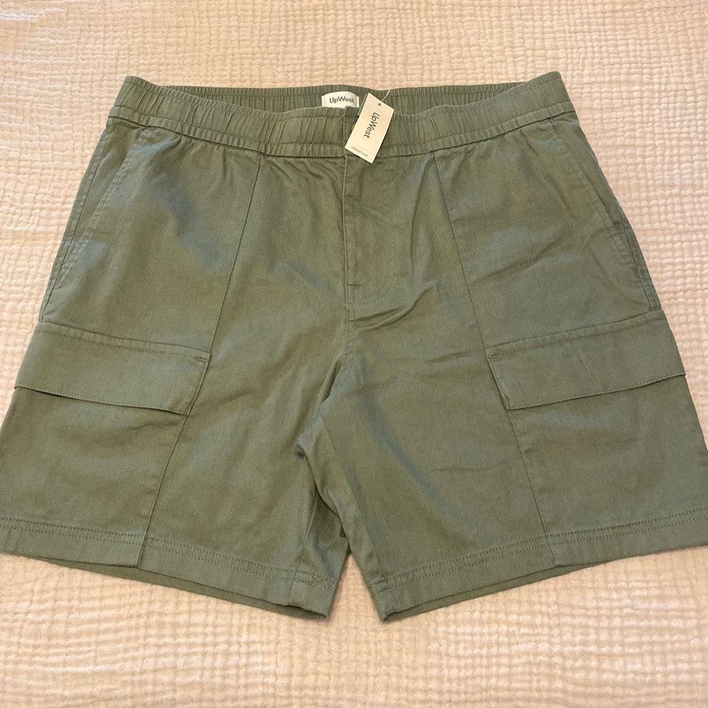 UpWest Green Athletic Shorts with Elastic Waistband and Cargo Style